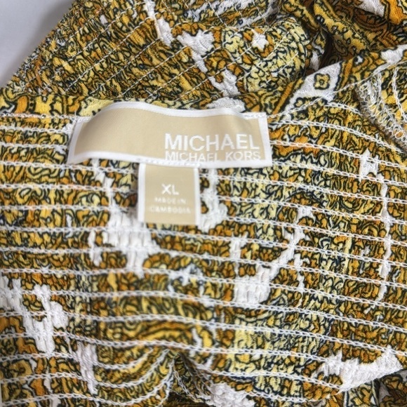 Michael Kors Floral Paisley Saffron Smocked Midi Dress Size 10 - Picture 8 of 10